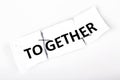 TOGETHER word written on torn and stapled paper Royalty Free Stock Photo