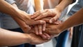 Togetherness and unity demonstrated through hands joined in a circle Royalty Free Stock Photo