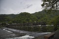 The Togetsu-kyou bridge across the Ohi river.  Arashiyama Kyoto Japan Royalty Free Stock Photo