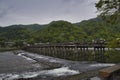 The Togetsu-kyou bridge across the Ohi river.  Arashiyama Kyoto Japan Royalty Free Stock Photo