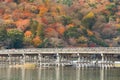 Togetsukyo bridge with the colourful forest Royalty Free Stock Photo
