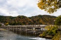 Togetsukyo bridge in autumn, Arashiyama Royalty Free Stock Photo