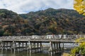 Togetsukyou Bridge during autumn season in Arashiyama, Kyoto, J Royalty Free Stock Photo