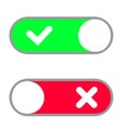 Toggle button switch off or turn on slider icons for vector flat web. UI toggle button icon, vector illustration