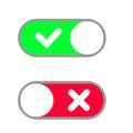 Toggle button switch off or turn on slider icons for vector flat web. UI toggle button icon, vector illustration Royalty Free Stock Photo