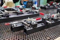 Toggle clamp for locking welding machine parts. For clamping workpieces and inspection JIGs Royalty Free Stock Photo