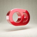 Toggle Off icon. Red glossy metallic Toggle Off symbol isolated on white concrete background