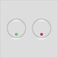 Toggle switch buttons. Green red indicators. Neumorphic round Vector controls. Minimalist interface element Royalty Free Stock Photo