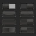 Toggle switch buttons and Push buttons. Black elements Royalty Free Stock Photo