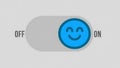 Toggle switch with happy face indicating on position design Royalty Free Stock Photo