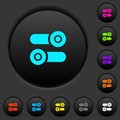 Toggle switches dark push buttons with color icons