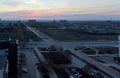 Evening panorama of the city overlooking the intersection of Yubileinaya and Frunze streets.