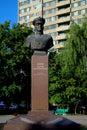 Morning view of the monument to Georgy Zhukov, commander, marshal of the Soviet Union