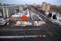 Evening panorama of the city of Tolyatti overlooking the intersection of Revolutionary and Sverdlova streets. Royalty Free Stock Photo