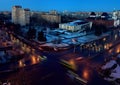 Evening panorama of the city of Togliatti with a view of the intersection of Revolutionary and Sverdlov streets.