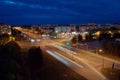 Evening panorama of the city of Togliatti overlooking the intersection of Revolutionary and Sverdlov streets. Royalty Free Stock Photo