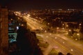 Night panorama of the city of Togliatti with a view of the intersection of Sverdlov and Stepan Razin streets.