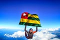 Togo extreme travel. Men in parachute equipment. Skydiving men in parashute.