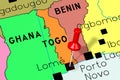 Togo, Lome - capital city, pinned on political map
