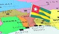 Togo, Lome - national flag pinned on political map