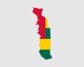 Togo Flag Map. Map of the Togolese Republic with the Togolese country banner. Vector Illustration Royalty Free Stock Photo