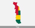 Togo Flag Map. Map of the Togolese Republic with the Togolese national flag isolated on a white background. Vector Illustration Royalty Free Stock Photo