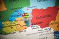 Togo marked with a flag on the map Royalty Free Stock Photo