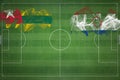 Togo vs Paraguay Soccer Match, national colors, national flags, soccer field, football game, Copy space