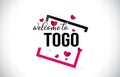 Togo Welcome To Word Text with Handwritten Font and Red Hearts Square