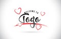 Togo Welcome To Word Text with Handwritten Font and Red Love Hearts.