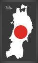 Tohoku map of Japan with Japanese national flag illustration Royalty Free Stock Photo