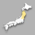 Tohoku region location within Japan map