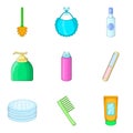 Toilet articles icons set, cartoon style