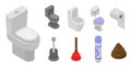 Toilet bathroom icon set, isometric style Royalty Free Stock Photo