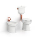 Toilet and bidet isolated on white background Royalty Free Stock Photo
