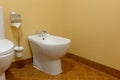 Toilet and bidet in modern bathroom