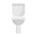 Toilet bowl flat cartoon icon, front and side view
