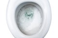 Toilet bowl is flushed with several liters of drinking water, waste of environmental resources in times of global climate warming