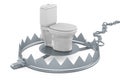 Toilet bowl inside bear trap, 3D rendering