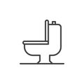 Toilet bowl line icon, outline vector sign, linear style pictogram isolated on white