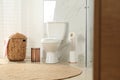 Toilet bowl near shower stall in modern  interior Royalty Free Stock Photo