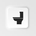 Toilet bowl neumorphic style neumorphic style vector icon illustration. Bathroom, commode, commode toilet, restroom