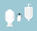 Toilet bowl and urinal in bathroom Royalty Free Stock Photo