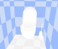 Toilet bowl vector illustration. Bathroom interior, floor and walls. Royalty Free Stock Photo