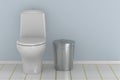 Toilet bowl into water closet . 3D illustration