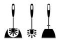 Toilet brush icon. Set of brushes in glyph style. Used when bathroom dirty. Instrument for cleaning toilets. Toilet cleaning icon