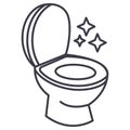 Toilet clean, cleaning service vector line icon, sign, illustration on background, editable strokes