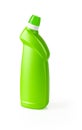 Toilet cleaner green bottle isolated on white background. Unlabeled plastic container of liquid bleach disinfectant for household Royalty Free Stock Photo