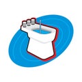 Toilet cleaning linear icon. New ceramic toilet bowl with Simple flat cartoon vector illustration. Clean Toilet bowl in Royalty Free Stock Photo