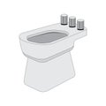 Toilet cleaning linear icon. New ceramic toilet bowl with Simple flat cartoon vector illustration. Clean Toilet bowl in Royalty Free Stock Photo